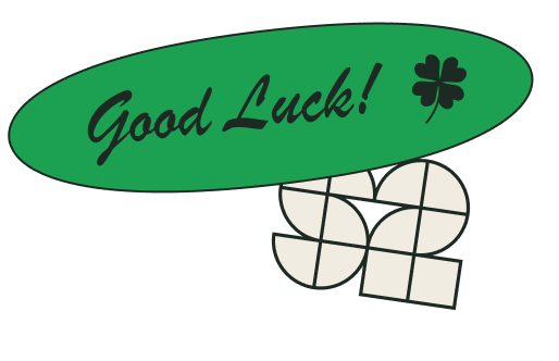 Good Luck! written in script on a green oval with a four-leaf clover, above the Salted Stone logo.s.